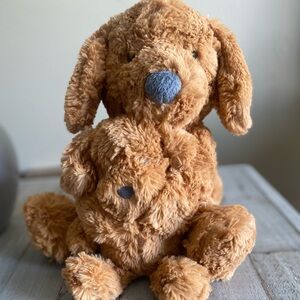 Cloud Island Brown Mom Dog & Baby Puppy 15" Plush Set Rattle Target Stuffed toy